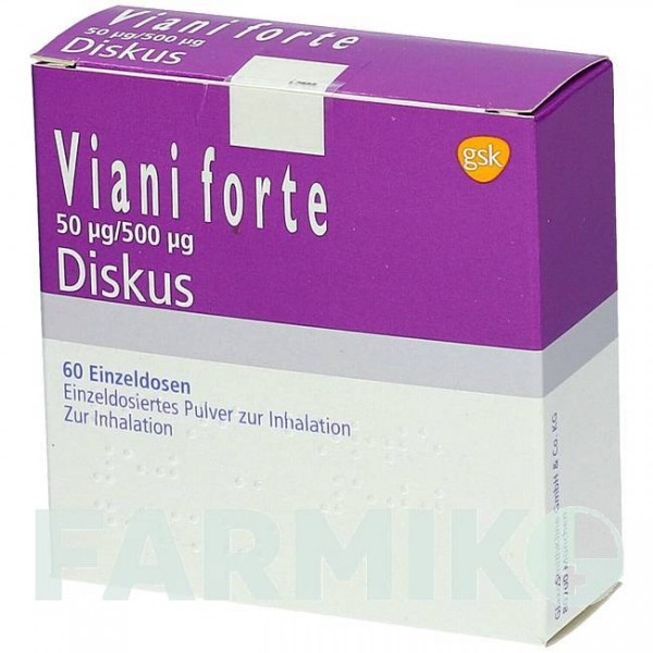 ВІАНІ (VIANI) 50 мкг/500 мкг доз порошок 2x60 шт - Сальметерол, Флутиказон GLAXOSMITHKLINE