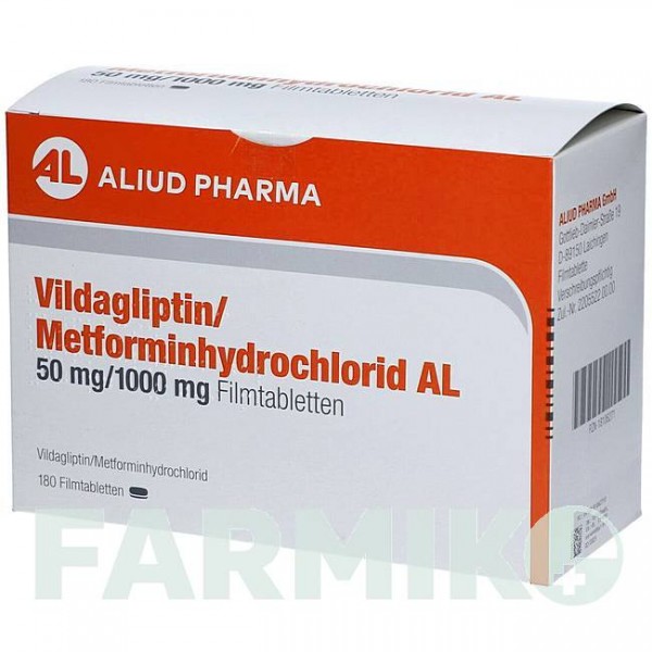 ВИЛДАГЛИПТИН (VILDAGLIPTIN) 50 мг/1000 мг таблетки 180 шт - Вилдаглиптин ALIUD PHARMA