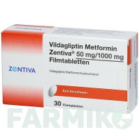 ВИЛДАГЛІПТИН (VILDAGLIPTIN) 50 мг/1000 мг таблетки 30 шт - Вілдагліптин ZENTIVA
