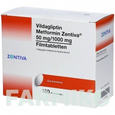 ВИЛДАГЛІПТИН (VILDAGLIPTIN) 50 мг/1000 мг таблетки 180 шт - Вілдагліптин ZENTIVA