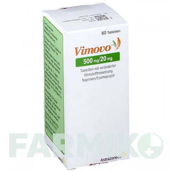 ВІМОВО (VIMOVO) 500 мг/20 мг таблетки 60 шт - Напроксен, Езомепразол GRUNENTHAL