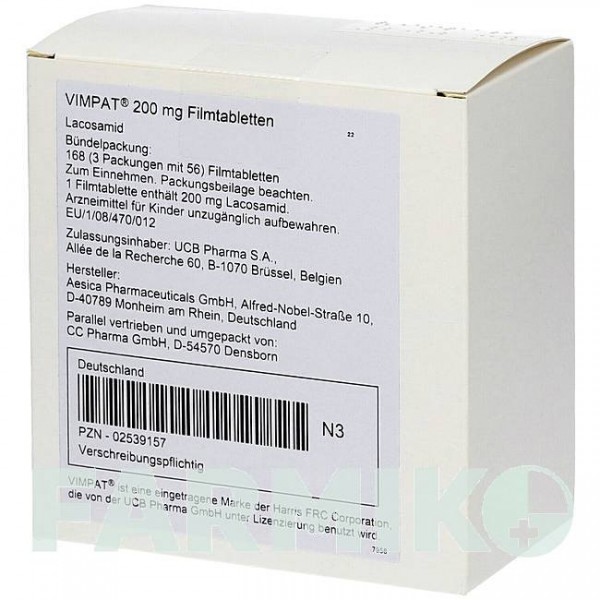 ВІМПАТ (VIMPAT) 200 мг таблетки 56 шт - Лакосамід CC PHARMA