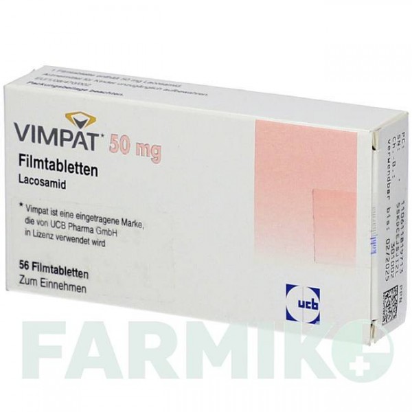 ВИМПАТ (VIMPAT) 50 мг таблетки 56 шт - Лакосамид KOHLPHARMA