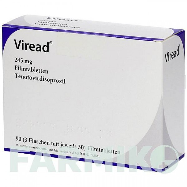ВІРЕАД (VIREAD) 245 мг таблетки 3x30 шт - Тенофовір AXICORP PHARMA
