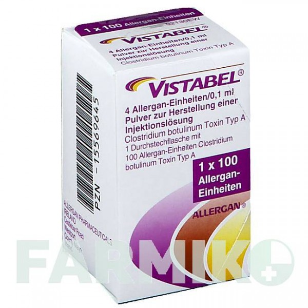 ВИСТАБЕЛЬ (VISTABEL) 4 ЕД/0,1 мл 100 ЕД порошок 1 шт - Ботулинический токсин типа A ALLERGAN