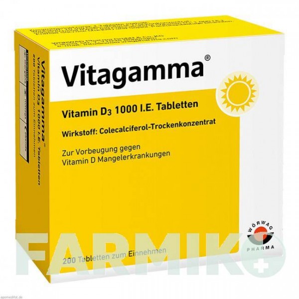 ВИТАГАММА (VITAGAMMA) 1000 МЕ таблетки 200 шт - Колекальциферол WORWAG PHARMA