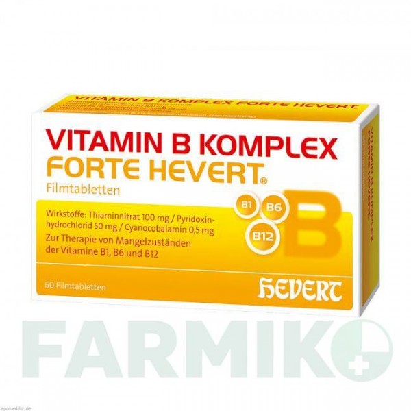 ВІТАМІН B (VITAMIN B) таблетки 60 шт - Вітамін B1 (Тіамін), Вітамін B6 (Піридоксин), Вітамін B12 (Ціанокобаламін) HEVERT