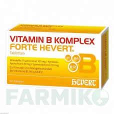 ВІТАМІН B (VITAMIN B) таблетки 100 шт - Вітамін B1 (Тіамін), Вітамін B6 (Піридоксин), Вітамін B12 (Ціанокобаламін) HEVERT