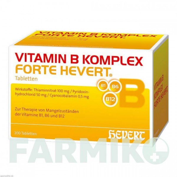 ВІТАМІН B (VITAMIN B) таблетки 200 шт - Вітамін B1 (Тіамін), Вітамін B6 (Піридоксин), Вітамін B12 (Ціанокобаламін) HEVERT