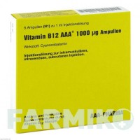 ВІТАМІН B12 (VITAMIN B12) 1000 мкг ампули 5x1 мл - Вітамін B12 (Ціанокобаламін) AAA - PHARMA