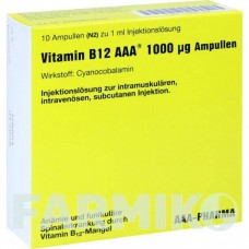 ВІТАМІН B12 (VITAMIN B12) 1000 мкг ампули 10x1 мл - Вітамін B12 (Ціанокобаламін) AAA - PHARMA