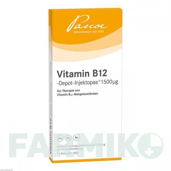 ВИТАМИН B12 (VITAMIN B12) 1500 мкг раствор 10x1 мл - Витамин B12 (Гидроксокобаламин) PASCOE