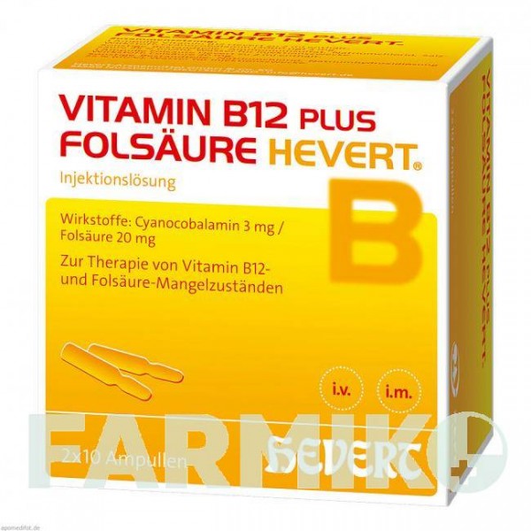 ВИТАМИН B12 (VITAMIN B12) 2 мл ампулы 2x10 шт - Витамин B12 (Цианокобаламин), Другое HEVERT