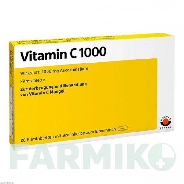 ВИТАМИН C (VITAMIN C) 1000 таблетки 20 шт - Витамин C (Аскорбиновая кислота) WORWAG PHARMA