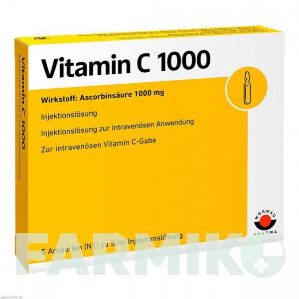 ВІТАМІН C (VITAMIN C) 1000 ампули 5x5 мл - Вітамін C (Аскорбінова кислота) WORWAG PHARMA