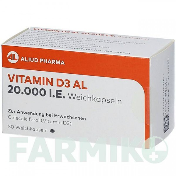 ВІТАМІН D3 (VITAMIN D3) 20000 МО капсули 50 шт - Колекальциферол ALIUD PHARMA