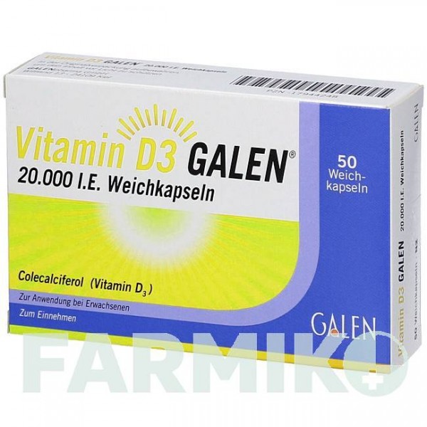 ВІТАМІН D3 (VITAMIN D3) 20000 МО капсули 50 шт - Колекальциферол GALENPHARMA