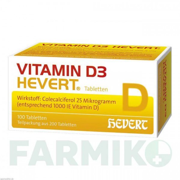 ВІТАМІН D3 (VITAMIN D3) таблетки 200 шт - Колекальциферол HEVERT