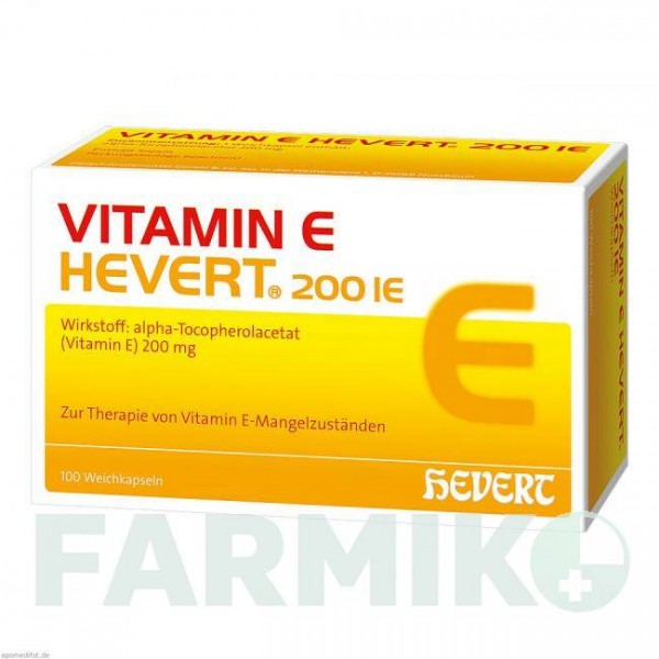 ВИТАМИН E (VITAMIN E) 200 МЕ капсулы 100 шт - Витамин E (Токоферол) HEVERT
