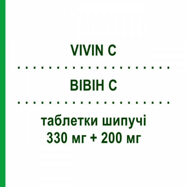 ВІВІН C (VIVIN C) 330 мг + 200 мг таблетки шипучі 20 шт - Ацетилсаліцилова кислота, Інше MENARINI