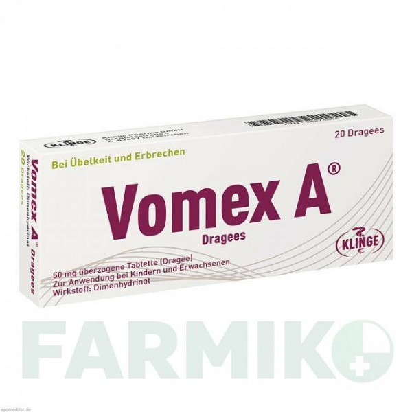 ВОМЕКС (VOMEX) 50 мг таблетки 20 шт - Дименгідринат KLINGE PHARMA