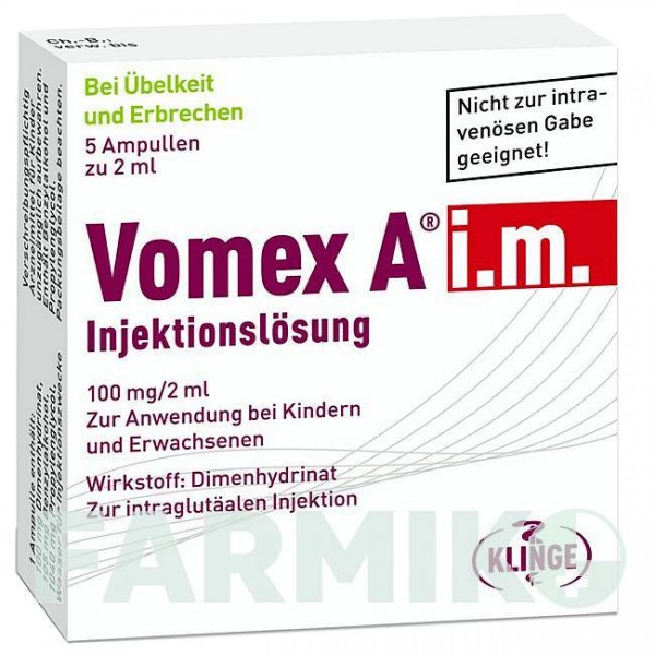 ВОМЕКС (VOMEX) розчин 5x2 мл - Дименгідринат KLINGE PHARMA