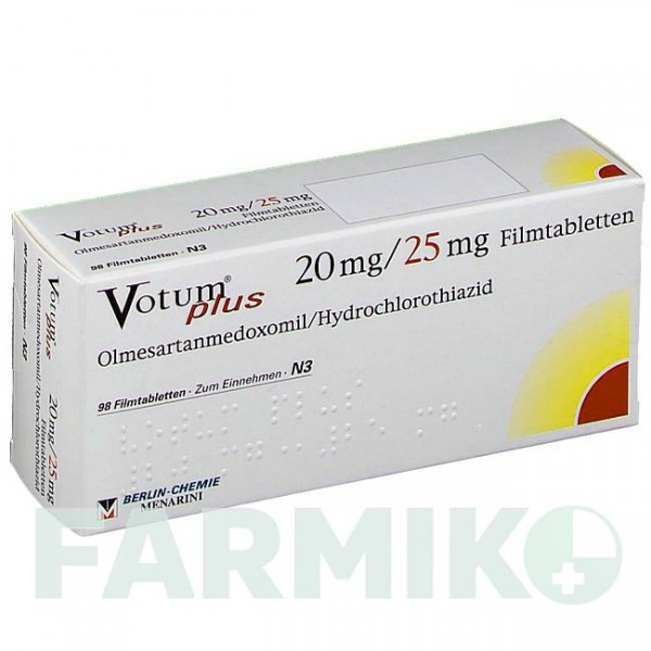 ВОТУМ (VOTUM) 20/25 мг таблетки 98 шт - Олмесартан, Гидрохлоротиазид BERLIN-CHEMIE