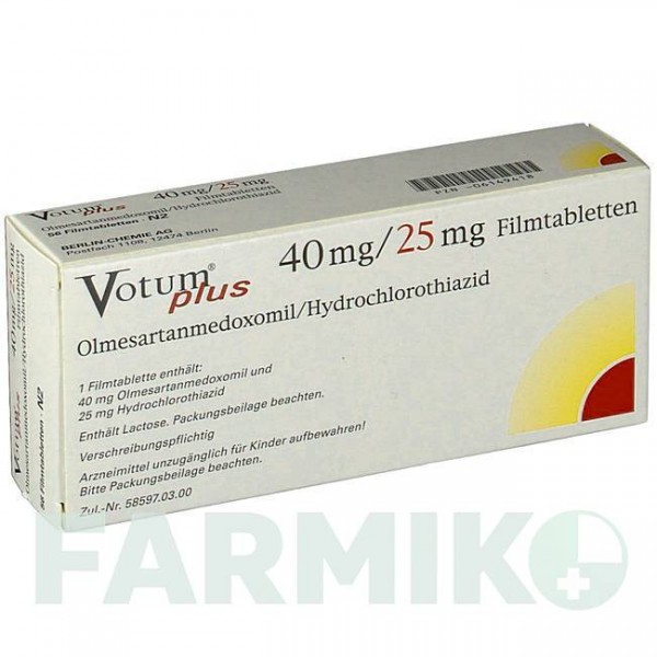 ВОТУМ (VOTUM) 40 мг/25 мг таблетки 56 шт - Олмесартан, Гідрохлоротіазид BERLIN-CHEMIE