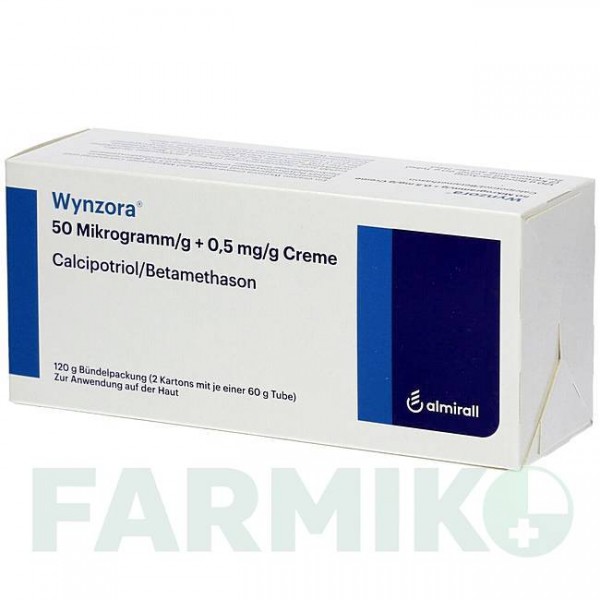 ВІНЗОРА (WYNZORA) 50 мкг/г + 0,5 мг/г крем 2x60 г - Кальципотріол, Бетаметазон ALMIRALL