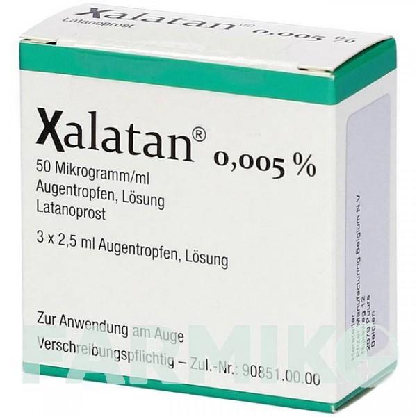 КСАЛАТАН (XALATAN) 0,005% капли 6x2,5 мл - Латанопрост AXICORP PHARMA