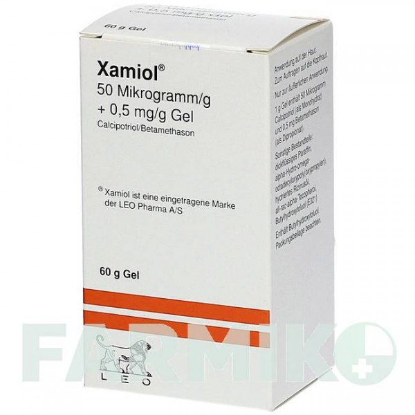 КСАМИОЛ (XAMIOL) 50 мкг/г + 0,5 мг/г гель 60 г - Кальципотриол, Бетаметазон KOHLPHARMA
