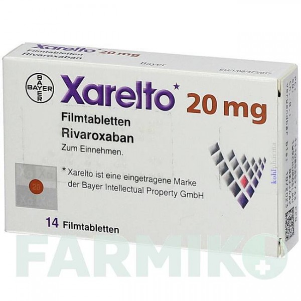 КСАРЕЛТО (XARELTO) 20 мг таблетки 14 шт - Ривароксабан KOHLPHARMA