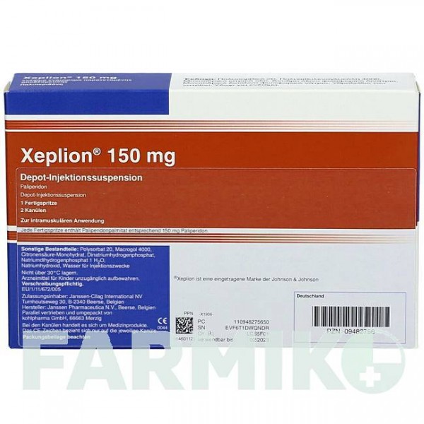 КСЕПЛИОН (XEPLION) 150 мг суспензия 1 шт - Палиперидон KOHLPHARMA
