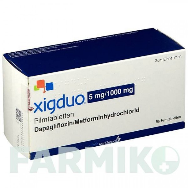 КСИГДУО (XIGDUO) 5 мг/1000 мг таблетки 56 шт - Метформин, Дапаглифлозин ASTRAZENECA