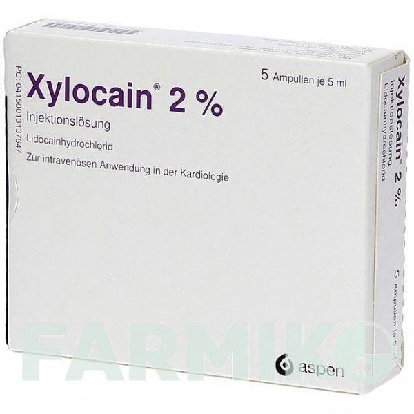 КСИЛОКАИН (XYLOCAIN) 2% раствор 5x5 мл - Лидокаин ASPEN