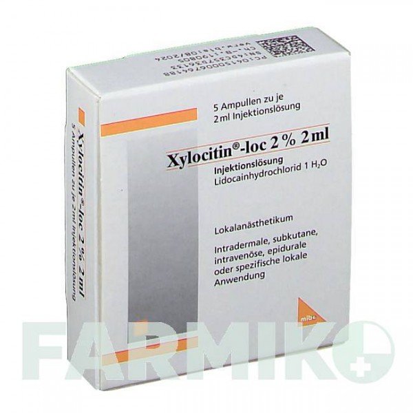 КСИЛОЦИТИН (XYLOCITIN) 2% 2 мл ампулы 5x2 мл - Лидокаин MIBE