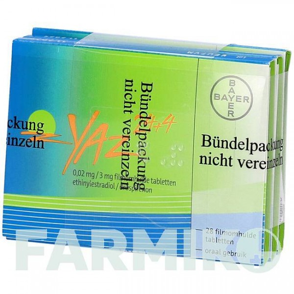 ДЖАЗ (YAZ) 0,02 мг/3 мг таблетки 3x28 шт - Дроспиренон, Этинилэстрадиол KOHLPHARMA