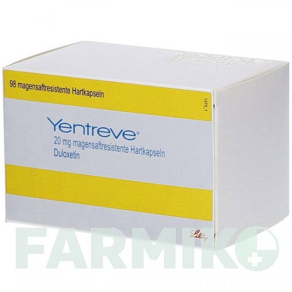 ИНТРИВ (YENTREVE) 20 мг капсулы 98 шт - Дулоксетин CC PHARMA