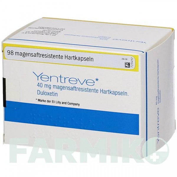 ИНТРИВ (YENTREVE) 40 мг капсулы 28 шт - Дулоксетин EMRA-MED