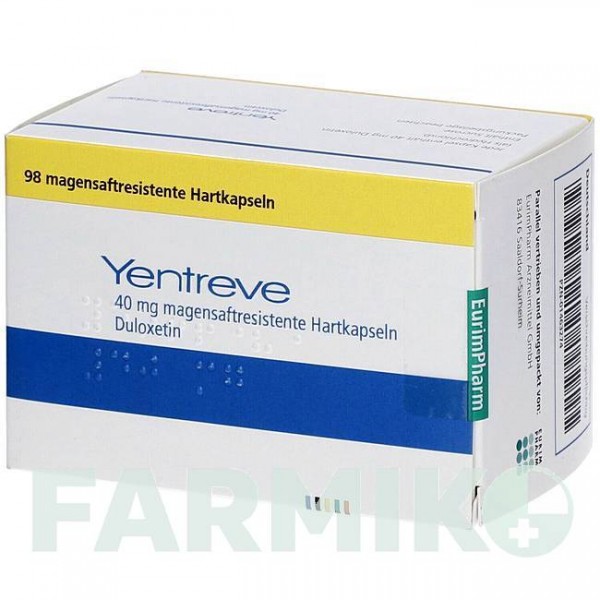 ИНТРИВ (YENTREVE) 40 мг капсулы 98 шт - Дулоксетин EURIMPHARM