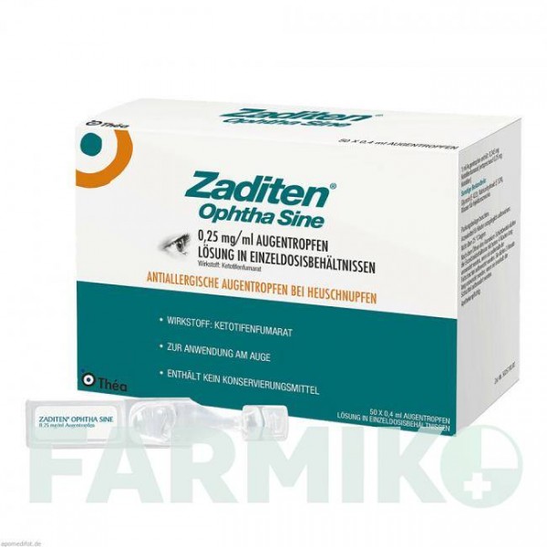 ЗАДИТЕН (ZADITEN) 0,25 мг/мл доз пипетки 50 шт - Кетотифен THEA FARMA