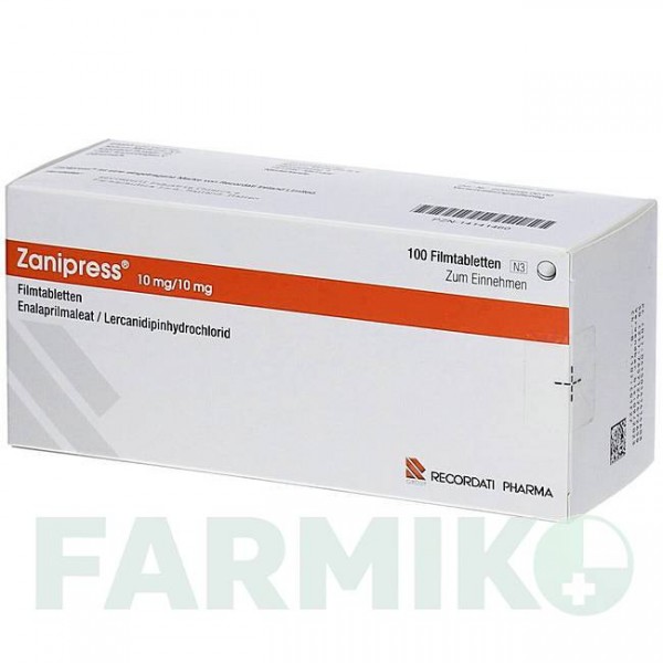 ЗАНИПРЕСС (ZANIPRESS) 10 мг/10 мг таблетки 100 шт - Эналаприл, Лерканидипин ABACUS MEDICINE