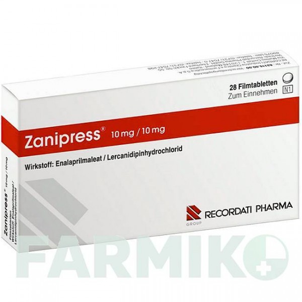 ЗАНИПРЕСС (ZANIPRESS) 10 мг/10 мг таблетки 28 шт - Эналаприл, Лерканидипин RECORDATI