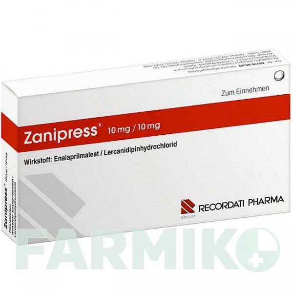 ЗАНИПРЕСС (ZANIPRESS) 10 мг/10 мг таблетки 100 шт - Эналаприл, Лерканидипин RECORDATI