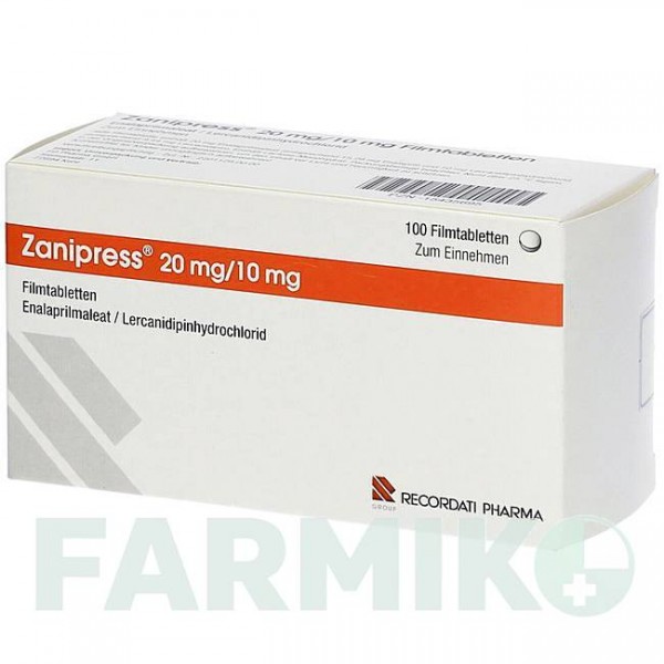 ЗАНІПРЕСС (ZANIPRESS) 20 мг/10 мг таблетки 100 шт - Еналаприл, Лерканідипін FD PHARMA