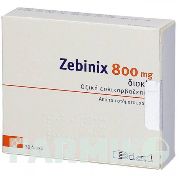 ЗЕБІНІКС (ZEBINIX) 800 мг таблетки 90 шт - Еслікарбазепін HAEMATO PHARM