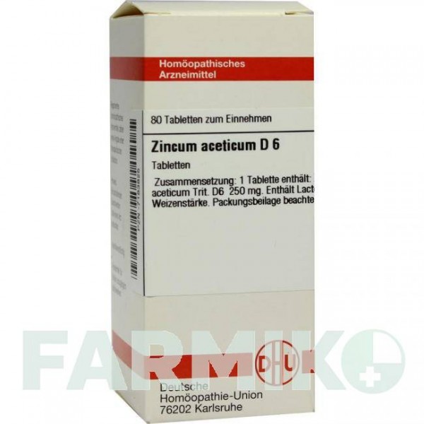 ЦИНКУМ АЦЕТИКУМ (ZINCUM ACETICUM) D 6 таблетки 80 шт - Гомеопатія DHU