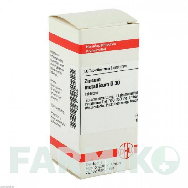ЦИНКУМ МЕТАЛЛИКУМ (ZINCUM METALLICUM) D 30 таблетки 80 шт - Гомеопатия DHU