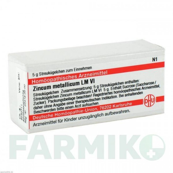 ЦИНКУМ МЕТАЛЛИКУМ (ZINCUM METALLICUM) LM VI глобули 5 г - Гомеопатия DHU
