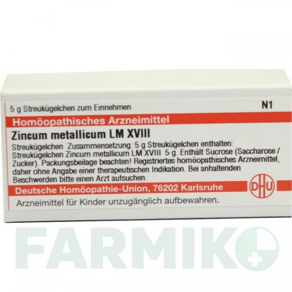 ЦИНКУМ МЕТАЛІКУМ (ZINCUM METALLICUM) LM XVIII глобули 5 г - Гомеопатія DHU
